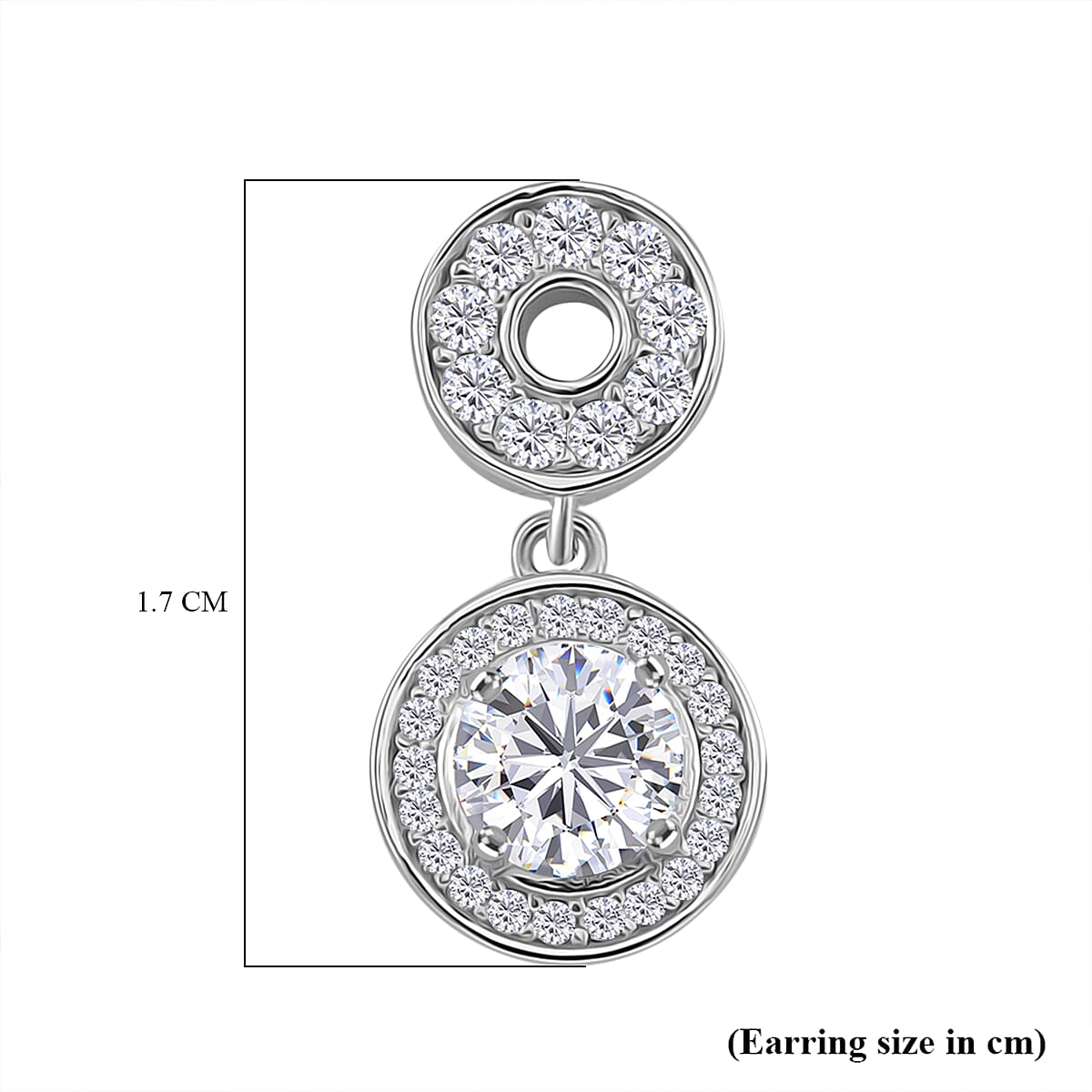 RADIANTA Premium D Colour VVS1 - GRA Certified (VVS1-D) Moissanita Dangling Earring with Push Back in Rhodium Overlay Sterling Silver 1.40 Ct. RADIANTA Premium D Colour VVS1 - GRA Certified (VVS1-D) Moissanita Dangling Earring with Push Back in Rhodium Overlay Sterling Silver 1.40 Ct.