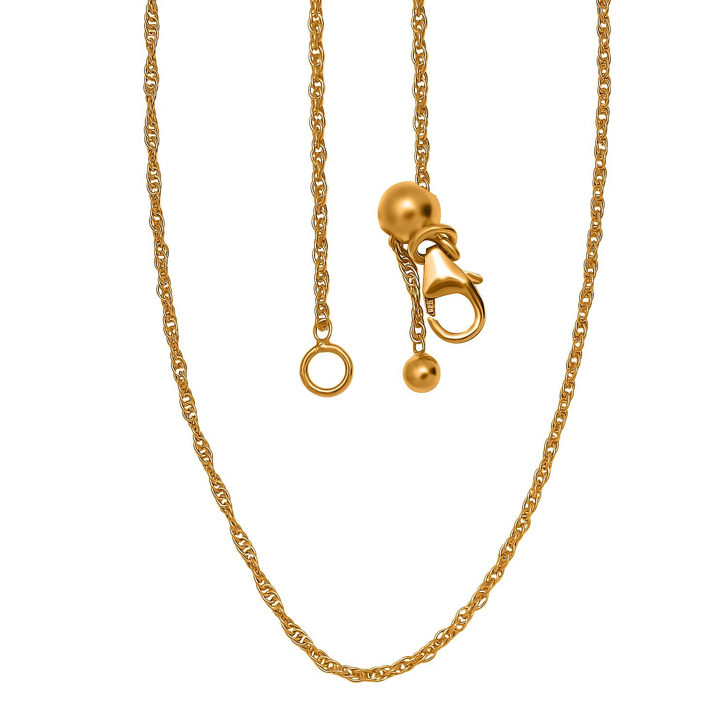 18K Yellow Gold Plating Sterling Silver Adjustable Necklace (Size - 20) with Lobster Clasp 18K Yellow Gold Plating Sterling Silver Adjustable Necklace (Size - 20) with Lobster Clasp