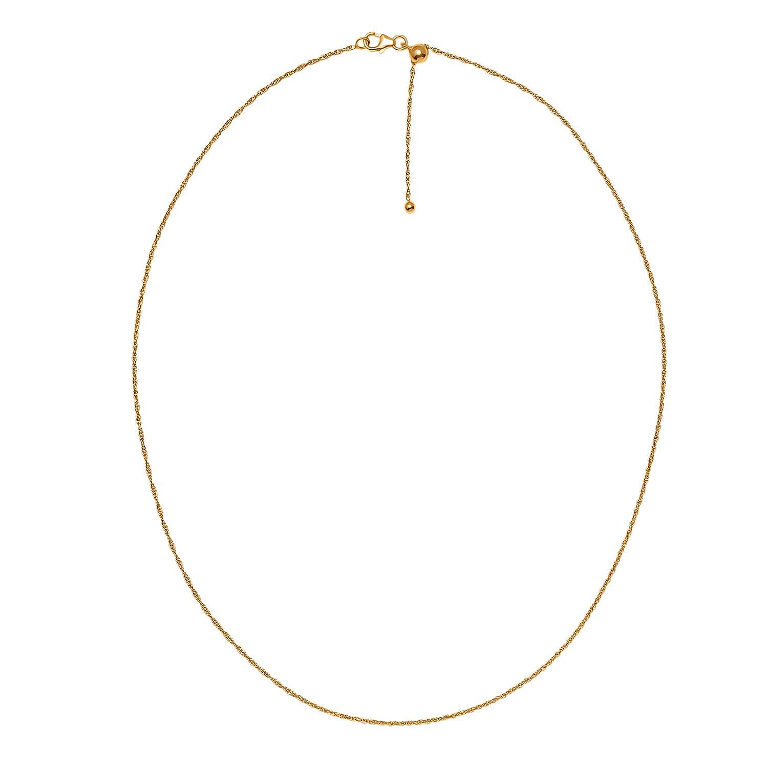 18K Yellow Gold Plating Sterling Silver Adjustable Necklace (Size - 20) with Lobster Clasp 18K Yellow Gold Plating Sterling Silver Adjustable Necklace (Size - 20) with Lobster Clasp