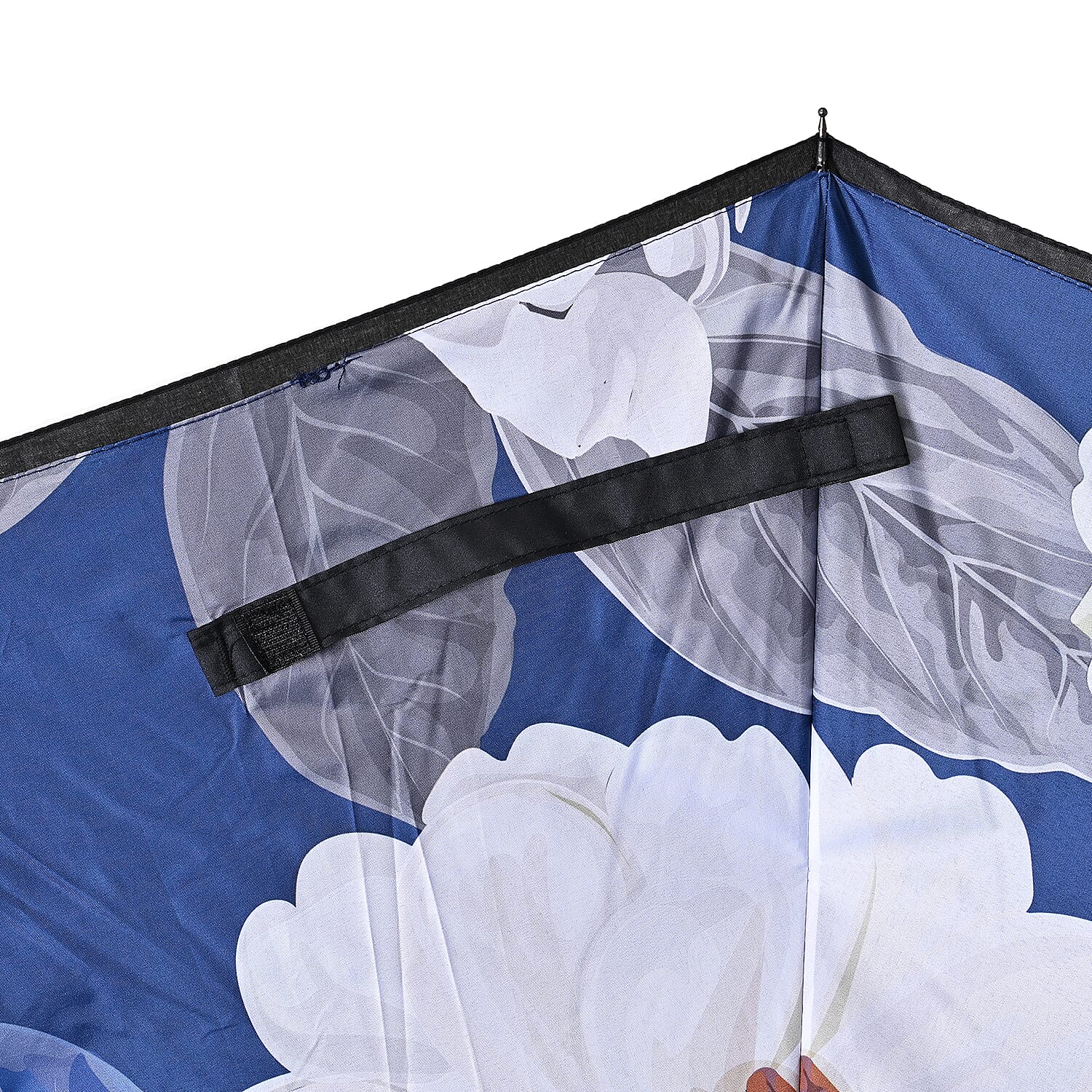 Reverse Flower Pattern Umbrella with C-Shaped Handle - Navy