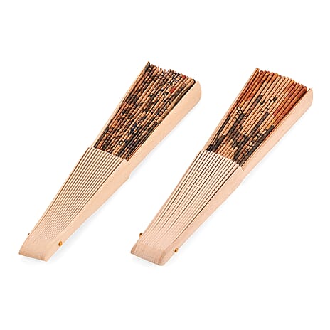 Set of 2- London Bridge & Big Ben Design Soft Wood Folding Hand Fans Or Wall Art (23cm)