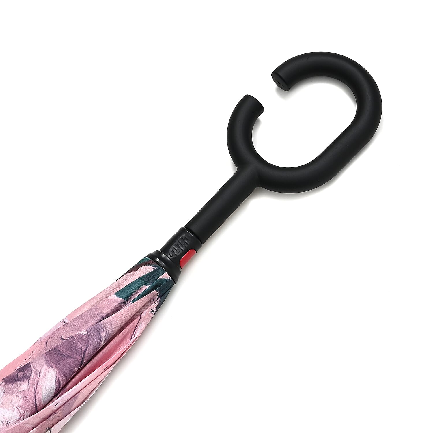 Reverse Flower Pattern Umbrella with C-Shaped Handle - Pink