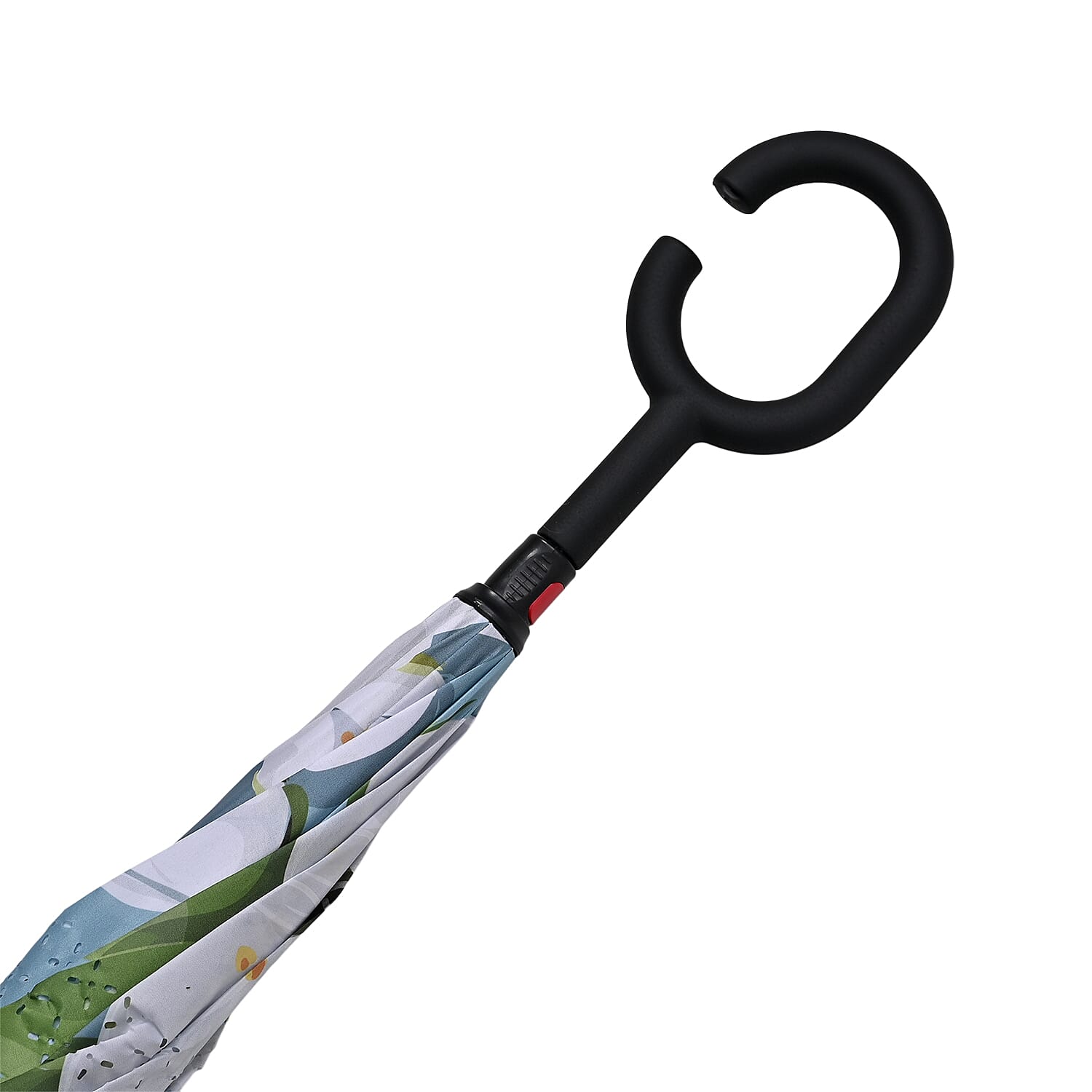 Reverse Flower Pattern Umbrella with C-Shaped Handle - Blue