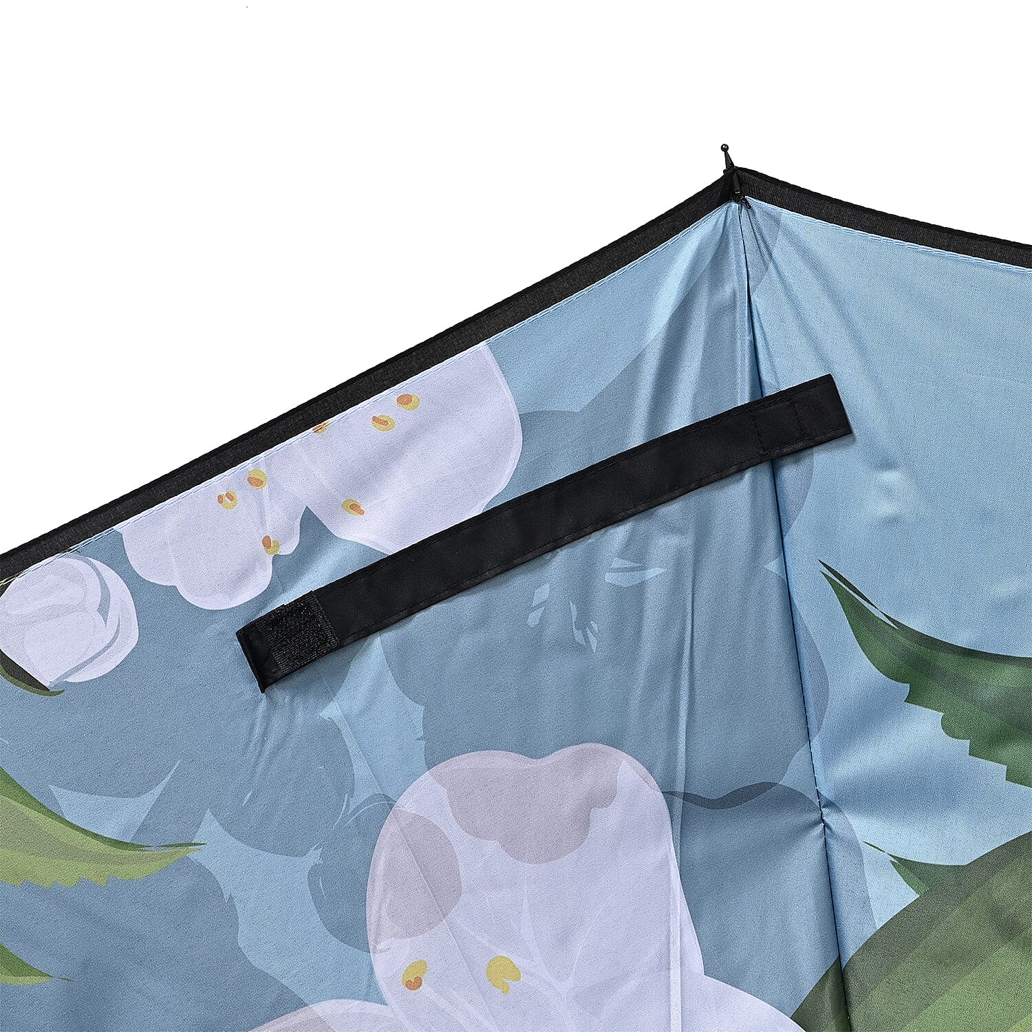 Reverse Flower Pattern Umbrella with C-Shaped Handle - Blue