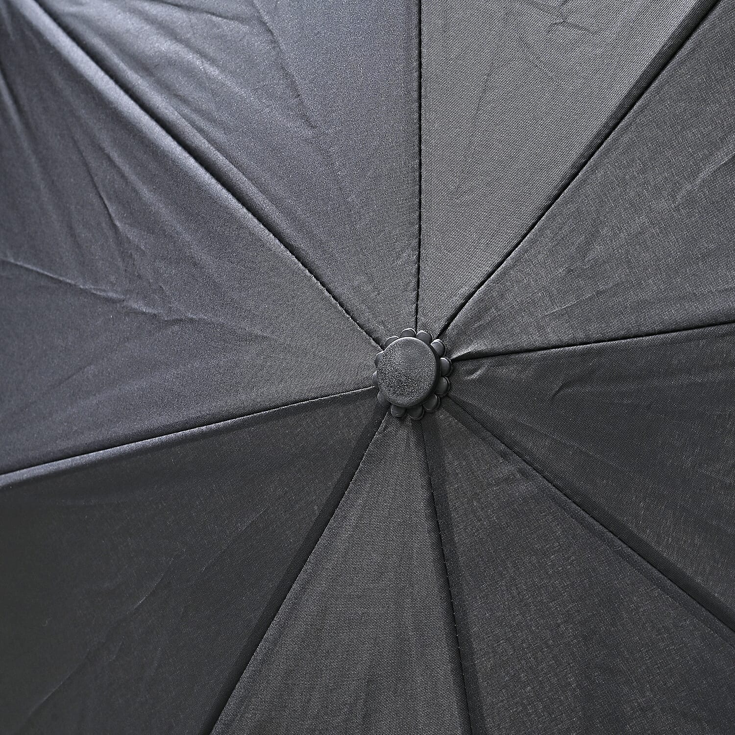 Reverse Flower Pattern Umbrella with C-Shaped Handle - Blue