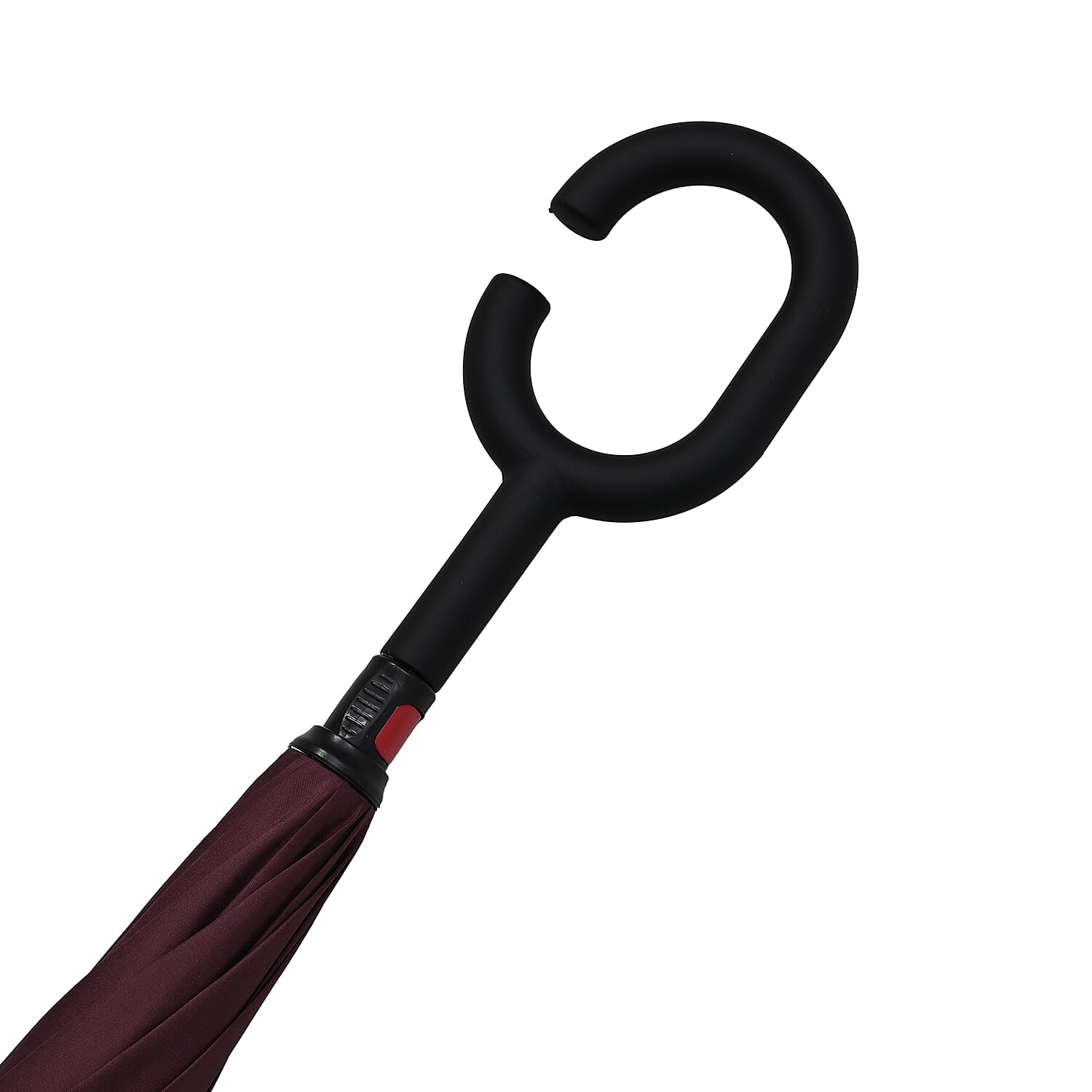 Reverse Flower Pattern Umbrella with C-Shaped Handle - Red