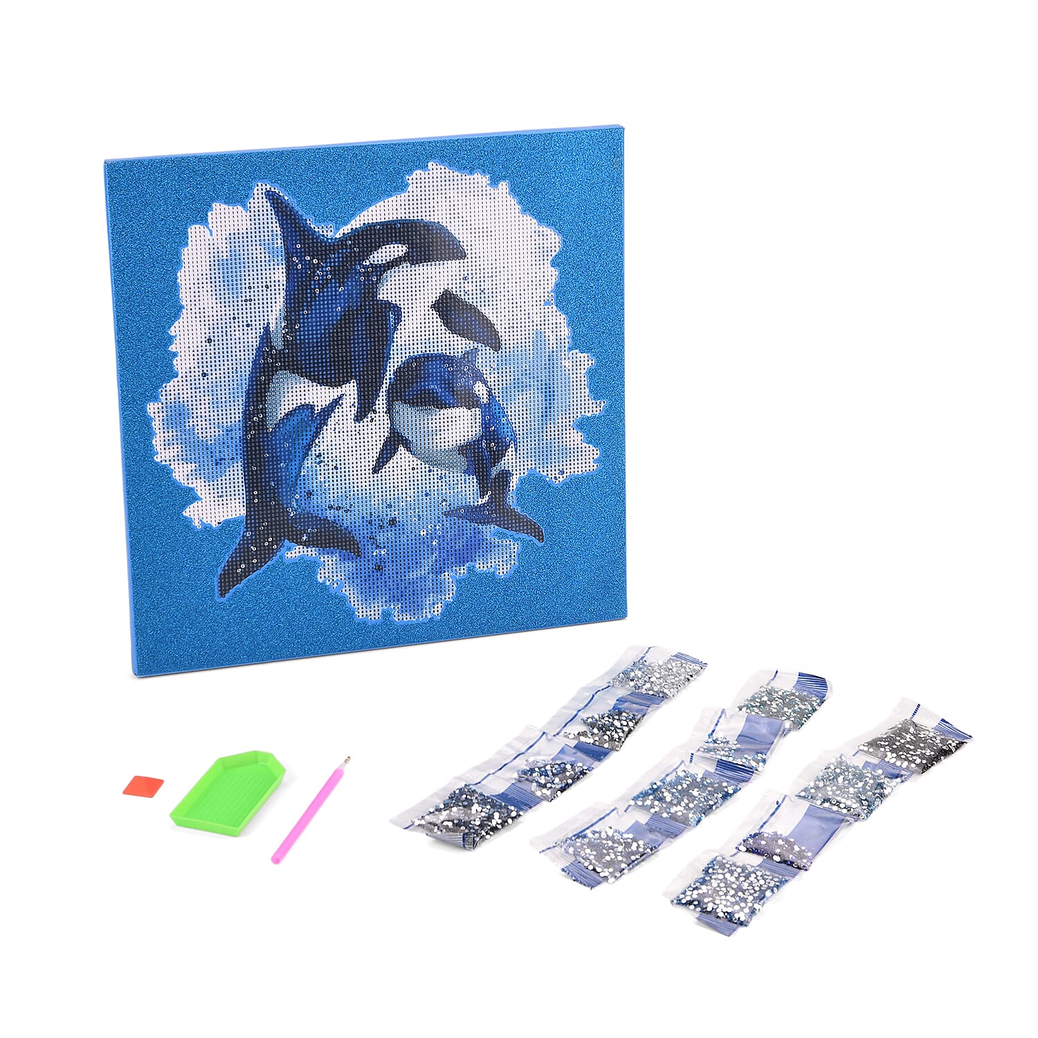 Set of 4 Canvas DIY Diamond Paintings (35 x 35 cm) - Multicolour