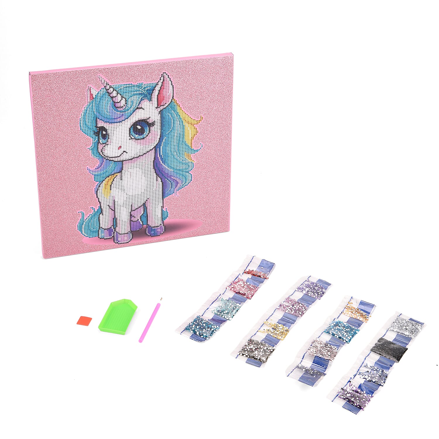 Set of 4 Canvas DIY Diamond Paintings (35 x 35 cm) - Multicolour