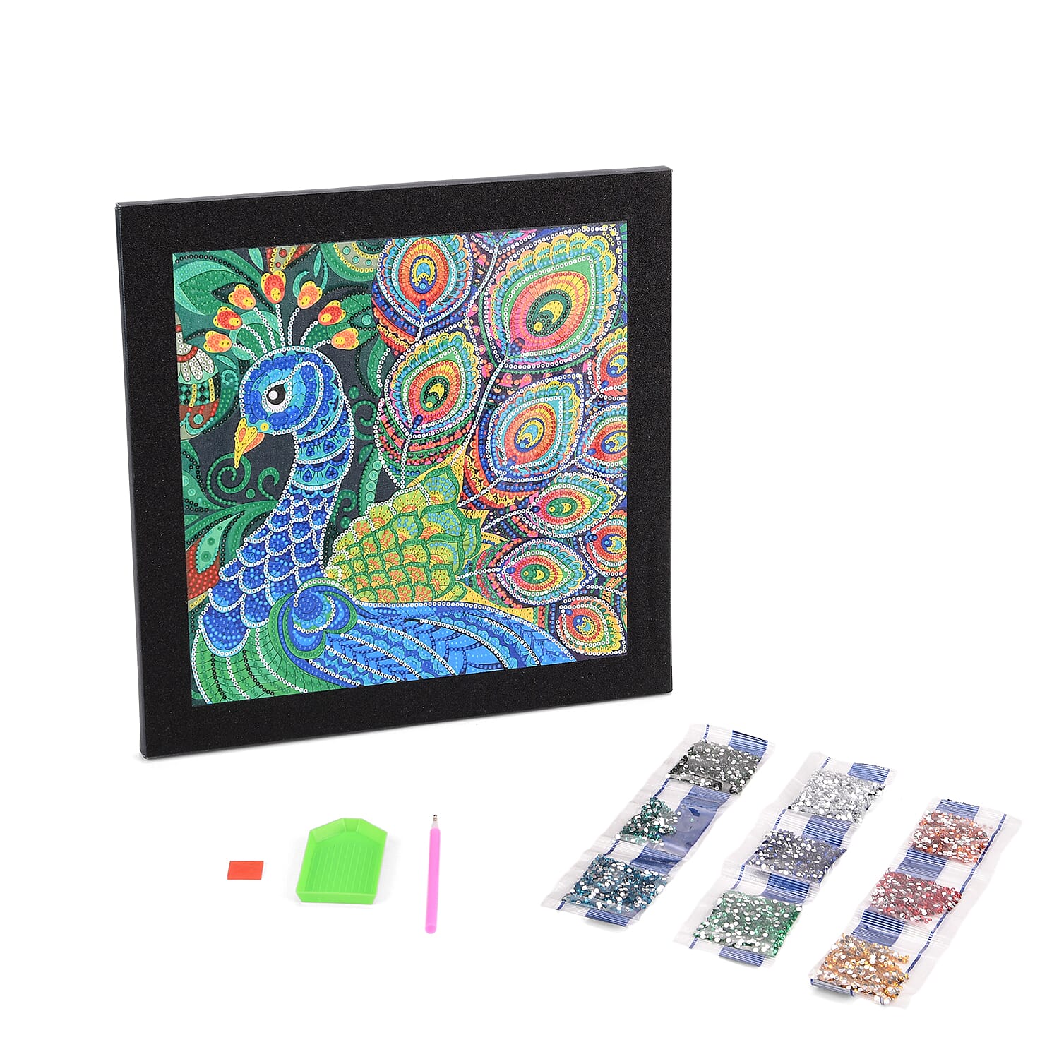 Set of 4 Canvas DIY Diamond Paintings (35 x 35 cm) - Multicolour