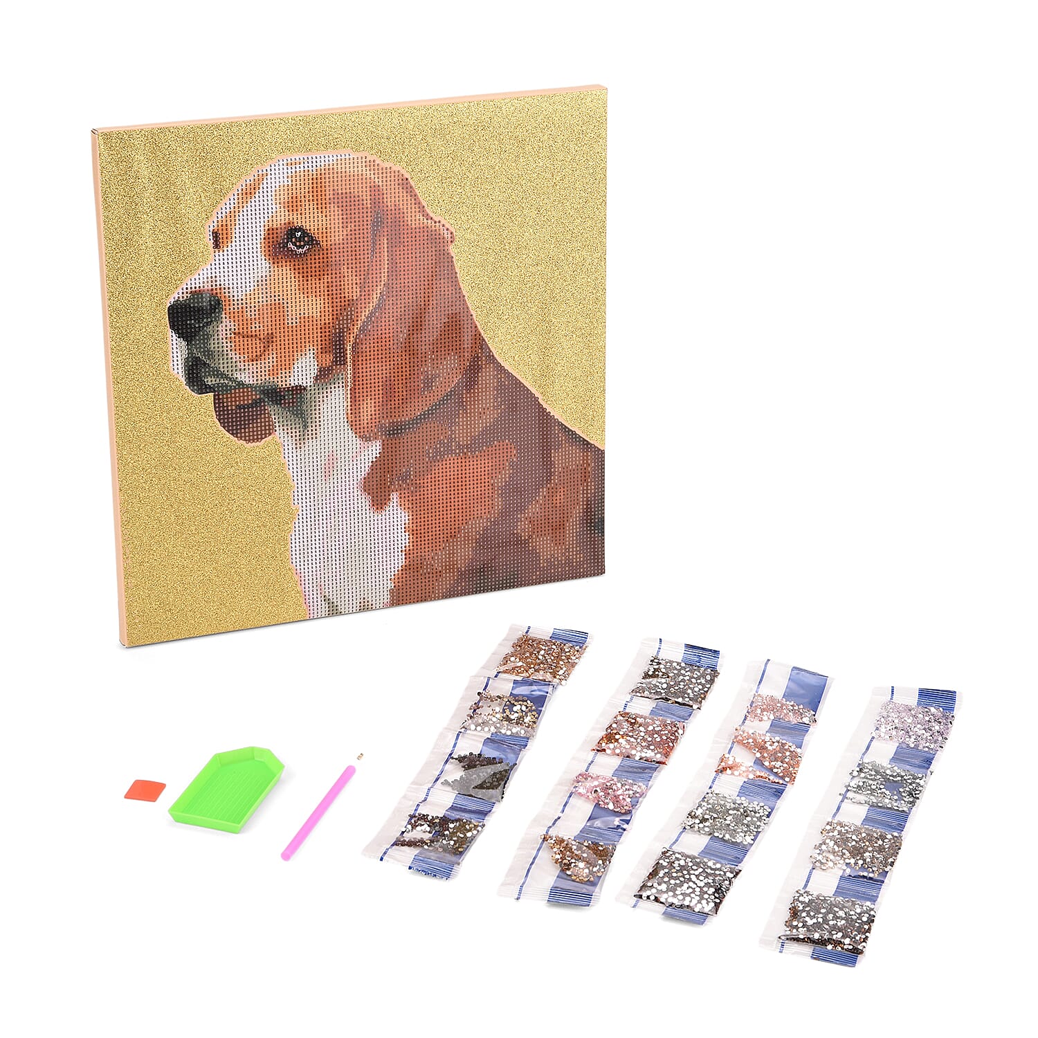 Set of 4 Canvas DIY Diamond Paintings (35 x 35 cm) - Multicolour