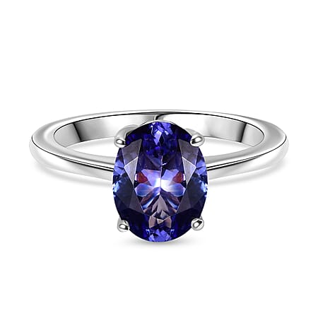 Tanzanite Solitaire Ring in Rhodium Overlay Sterling Silver 1.83 Ct. Tanzanite Solitaire Ring in Rhodium Overlay Sterling Silver 1.83 Ct.
