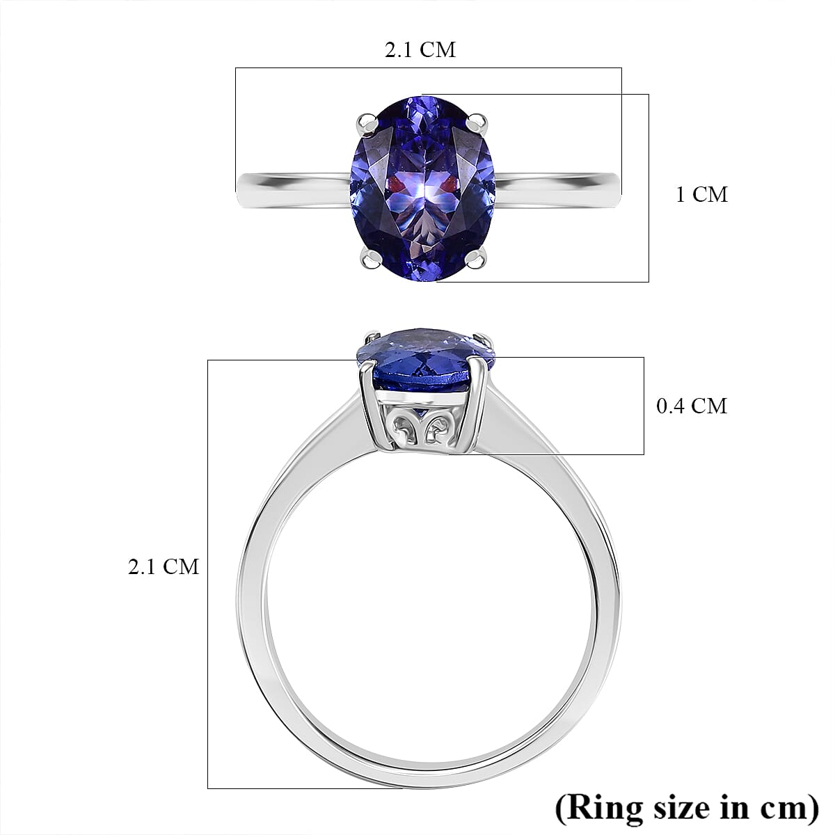 Tanzanite Solitaire Ring in Rhodium Overlay Sterling Silver 1.83 Ct. Tanzanite Solitaire Ring in Rhodium Overlay Sterling Silver 1.83 Ct.