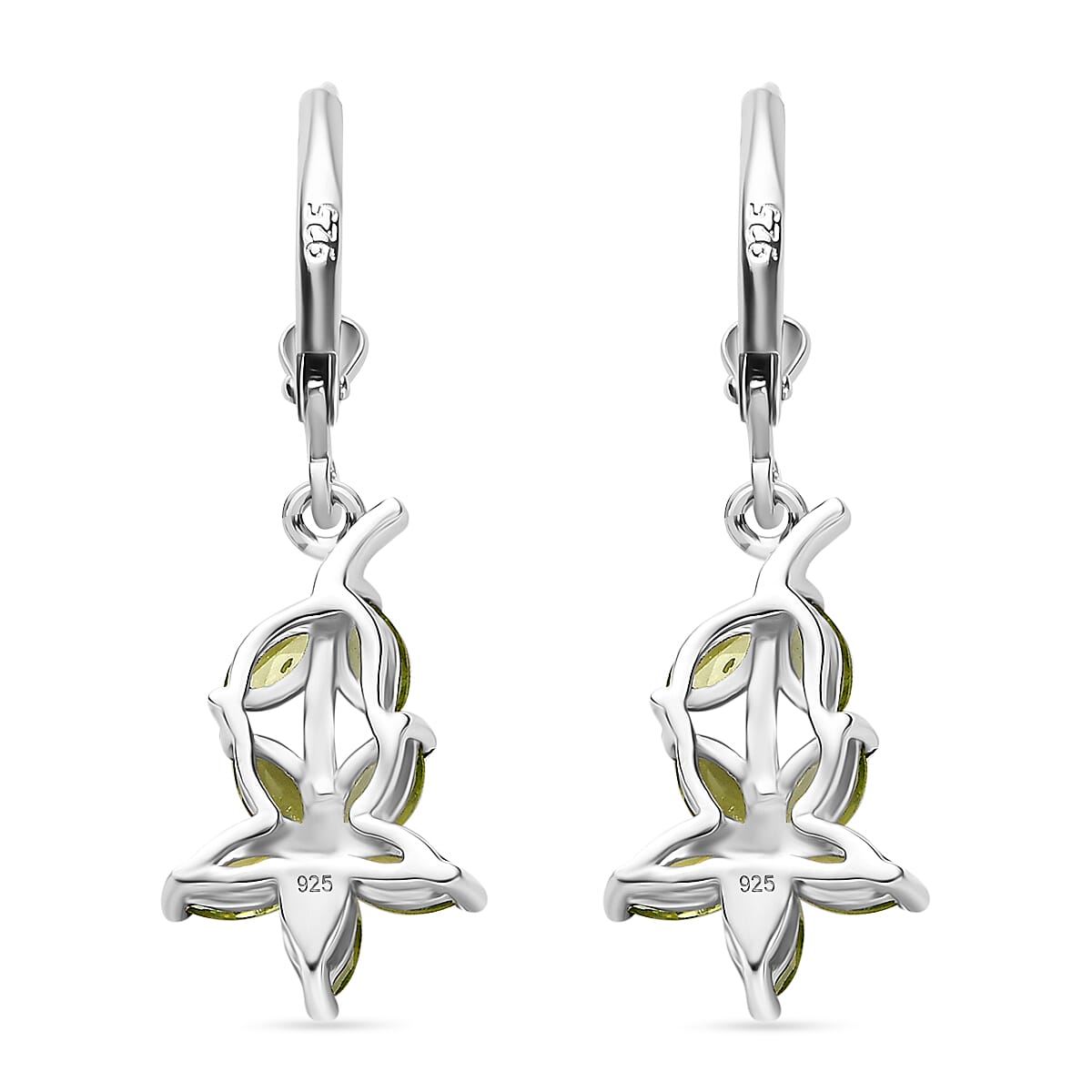 Peridot Earring with Lever Back in Rhodium OverlaySterling Silver 2.20 Ct. Peridot Earring with Lever Back in Rhodium OverlaySterling Silver 2.20 Ct.