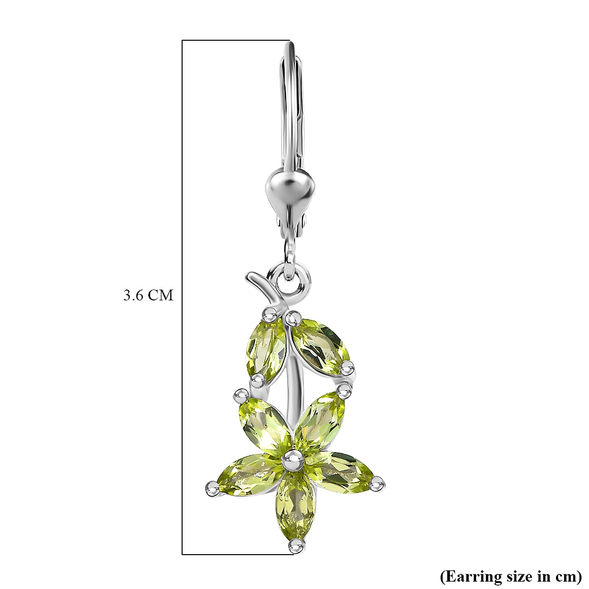 Peridot Earring with Lever Back in Rhodium OverlaySterling Silver 2.20 Ct. Peridot Earring with Lever Back in Rhodium OverlaySterling Silver 2.20 Ct.