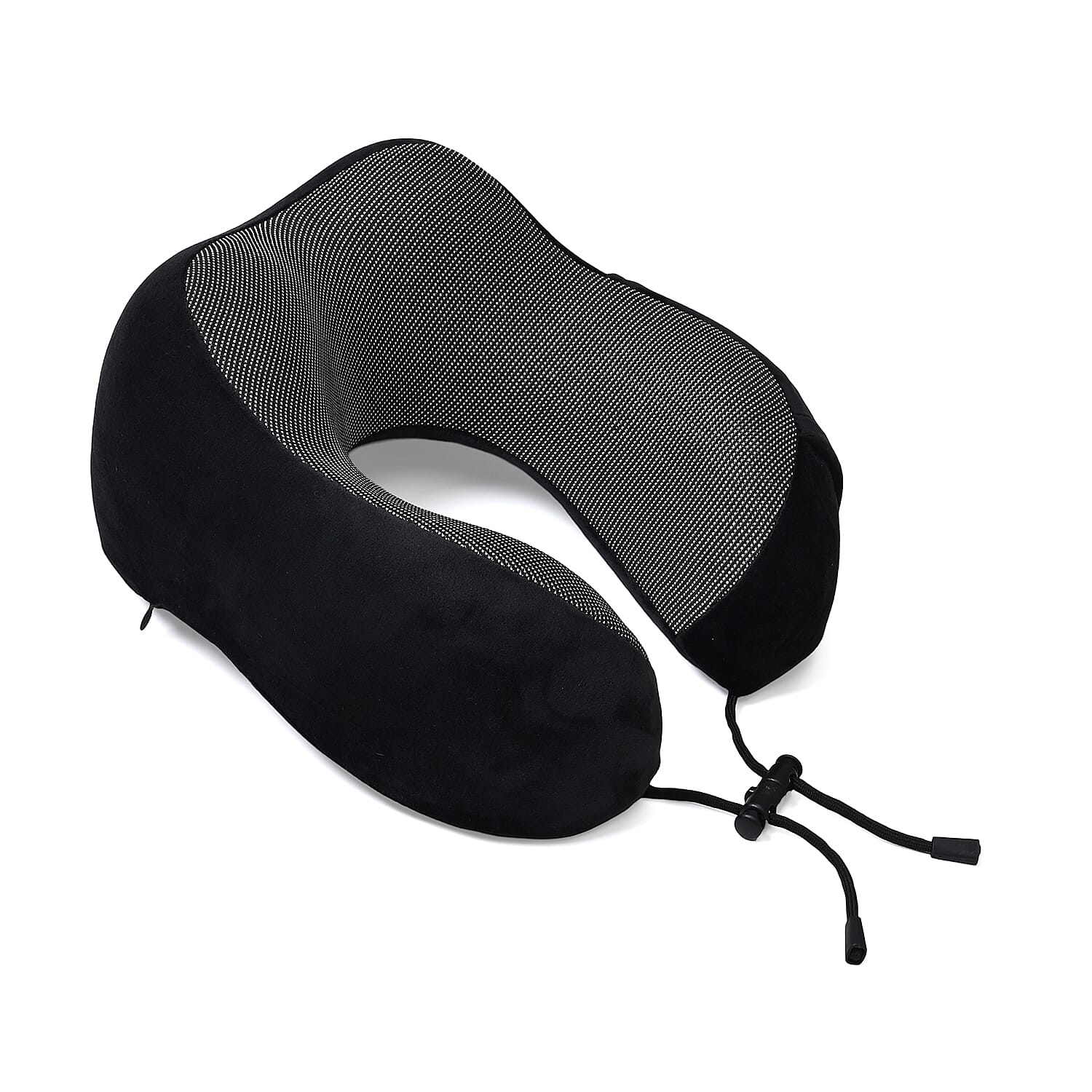 Memory Foam Travel Neck Pillow & Eye Mask Set (Size 30x28cm) - Black