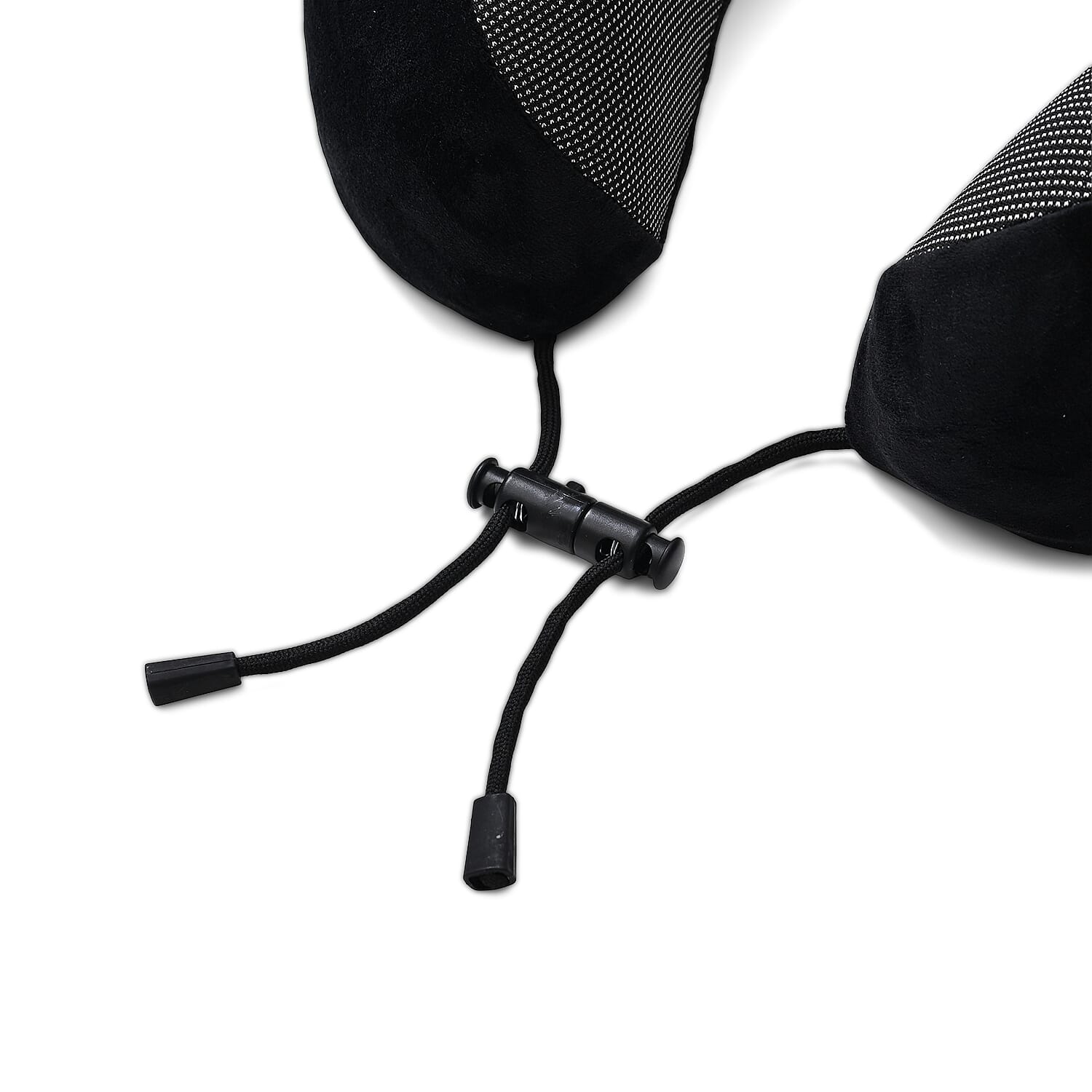 Memory Foam Travel Neck Pillow & Eye Mask Set (Size 30x28cm) - Black