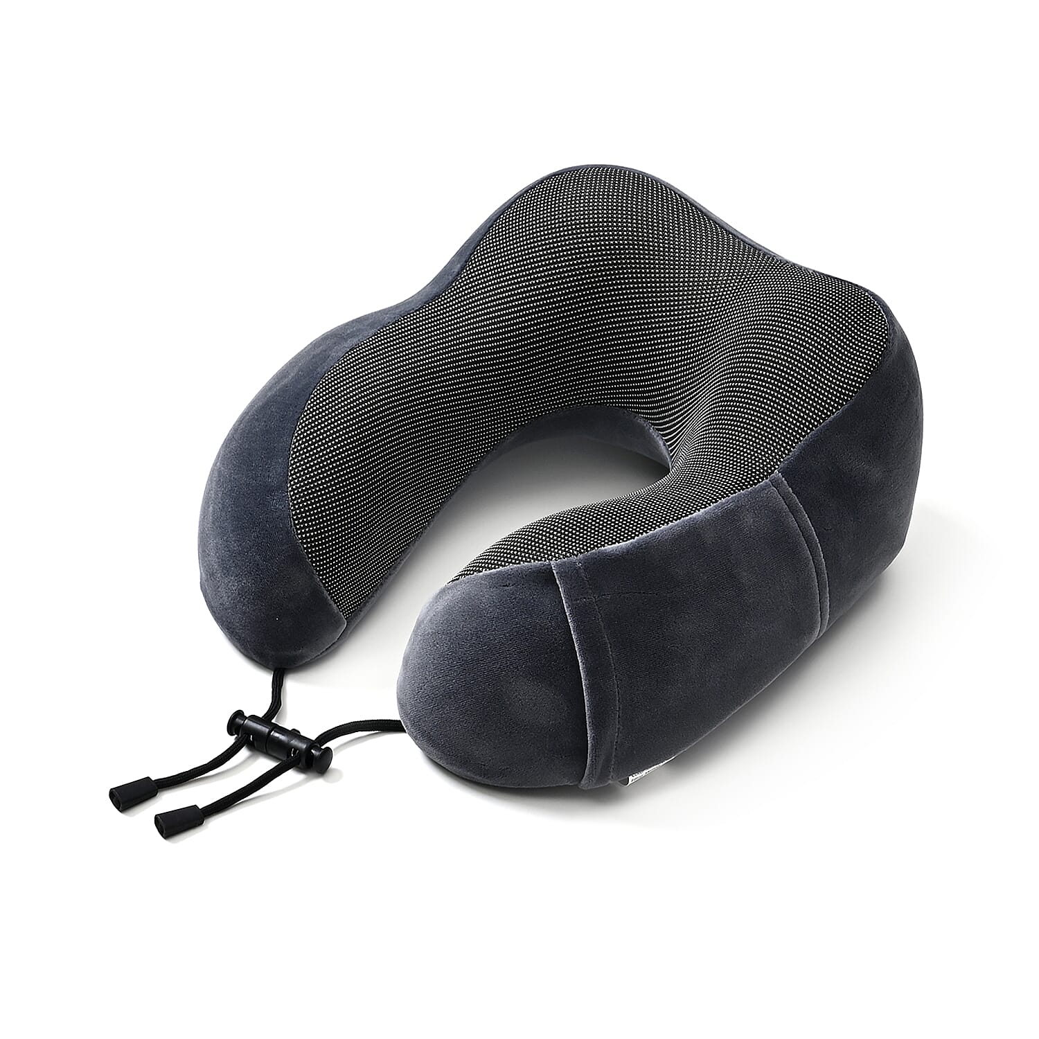 Memory Foam Travel Neck Pillow & Eye Mask Set (Size 30x28cm) - Grey