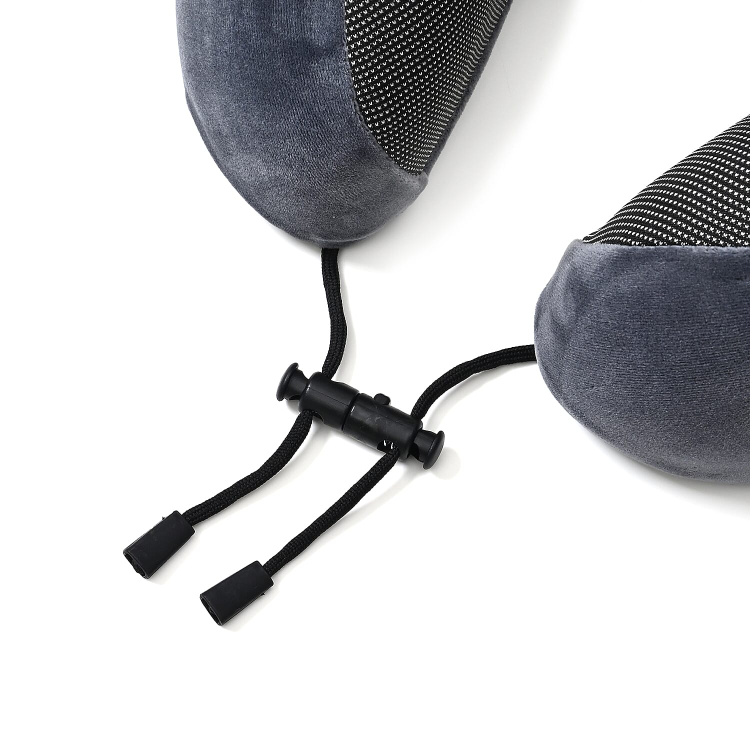 Memory Foam Travel Neck Pillow & Eye Mask Set (Size 30x28cm) - Grey