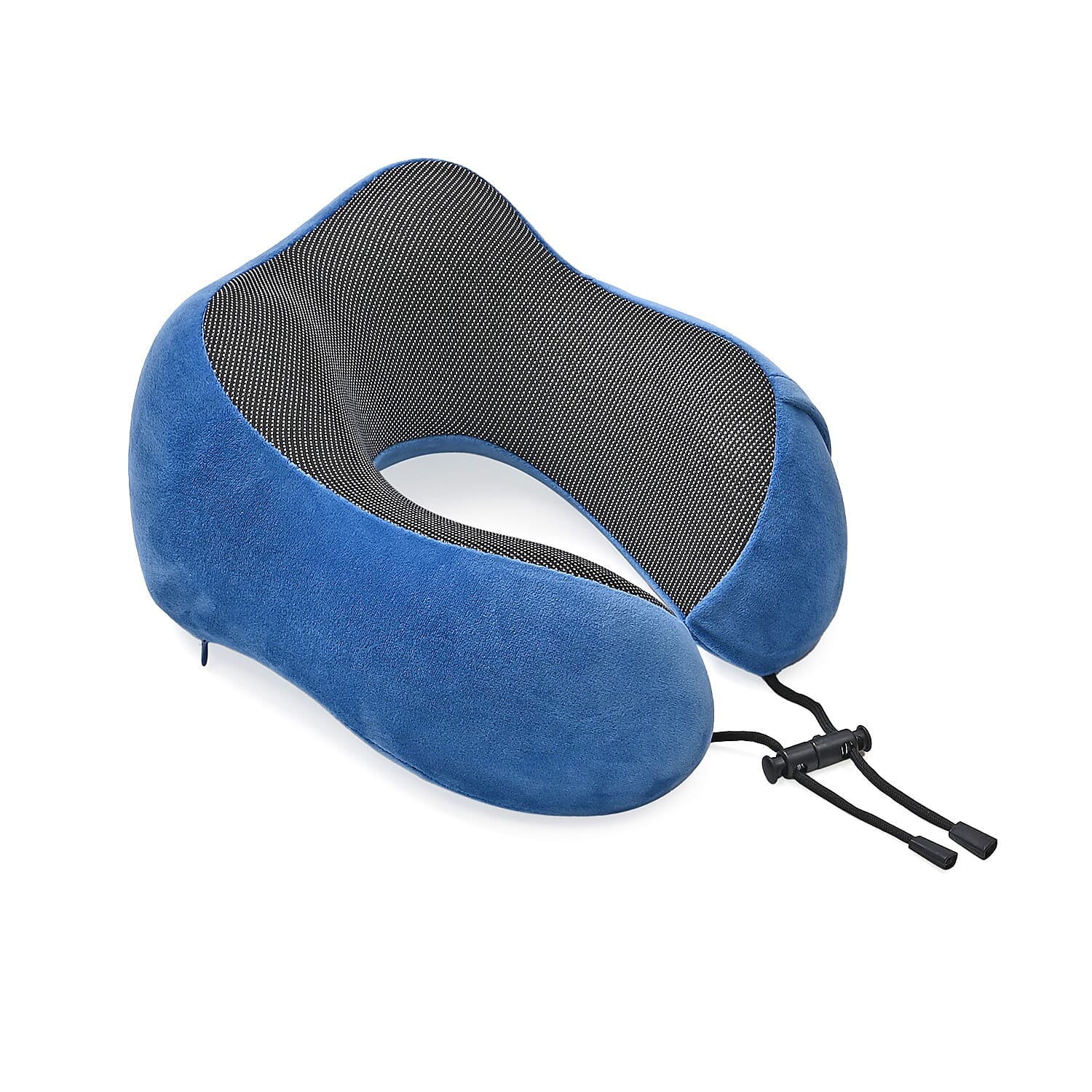 Memory Foam Travel Neck Pillow & Eye Mask Set (Size 30x28cm) - Blue