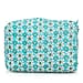 Set of 4- Floral Print Quilted Fabric Cosmetic Pouches - Turquoise Green & White