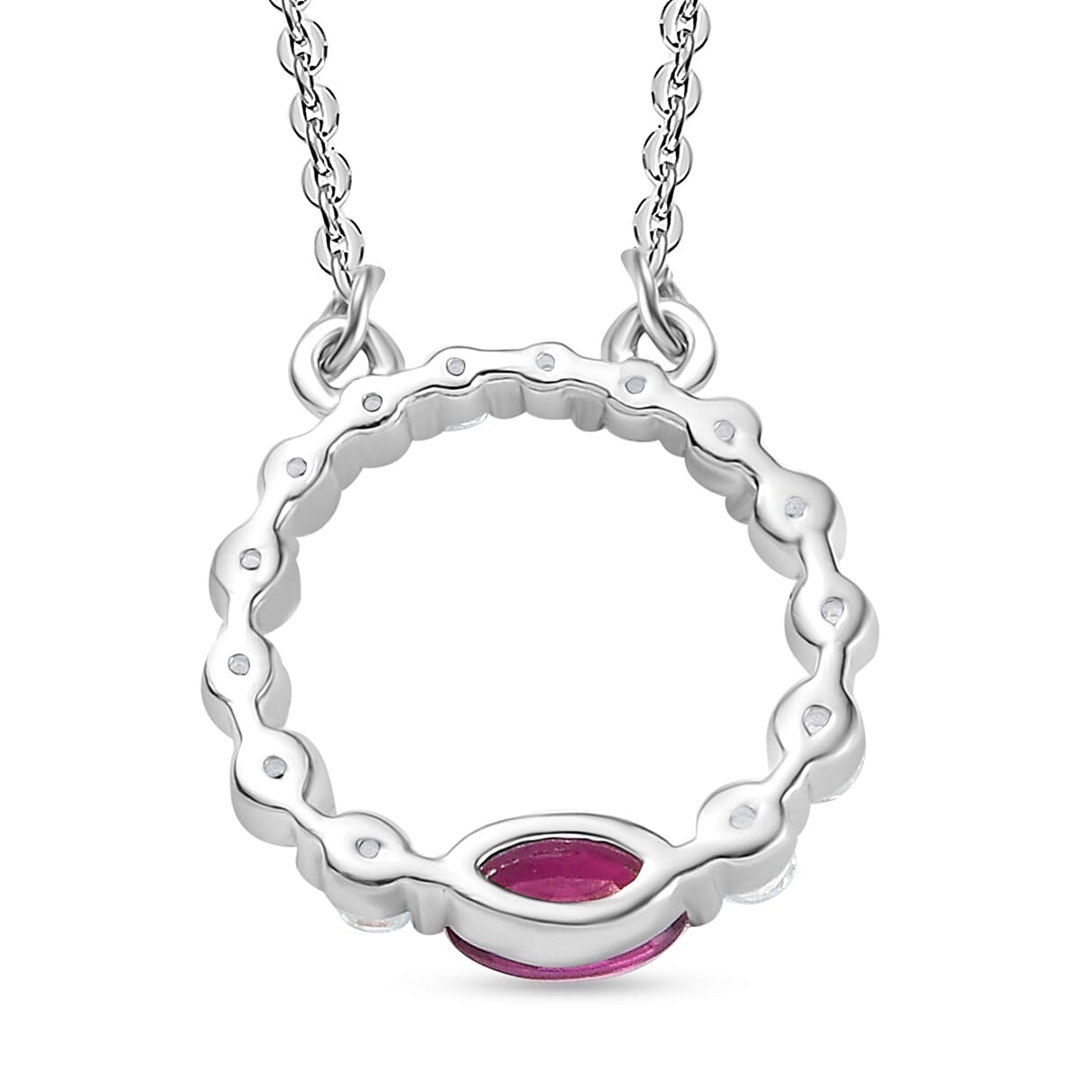 Radiant Ember Garnet & White Zircon Necklace (Size - 20) in Rhodium Overlay Sterling Silver 0.78 Ct. Radiant Ember Garnet & White Zircon Necklace (Size - 20) in Rhodium Overlay Sterling Silver 0.78 Ct.