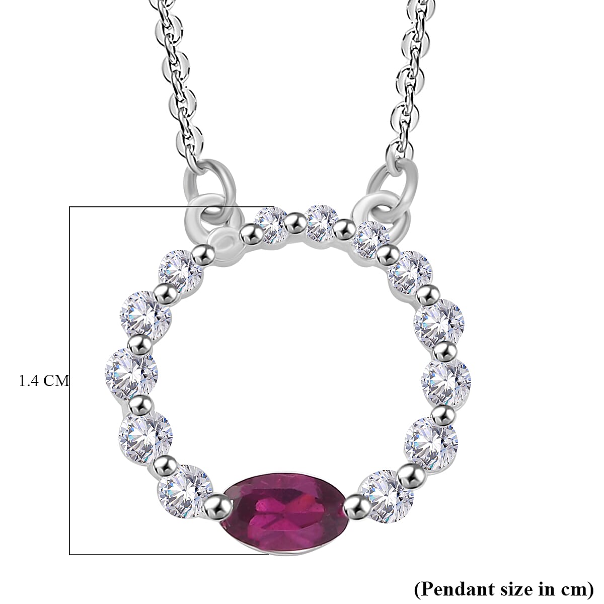 Radiant Ember Garnet & White Zircon Necklace (Size - 20) in Rhodium Overlay Sterling Silver 0.78 Ct. Radiant Ember Garnet & White Zircon Necklace (Size - 20) in Rhodium Overlay Sterling Silver 0.78 Ct.