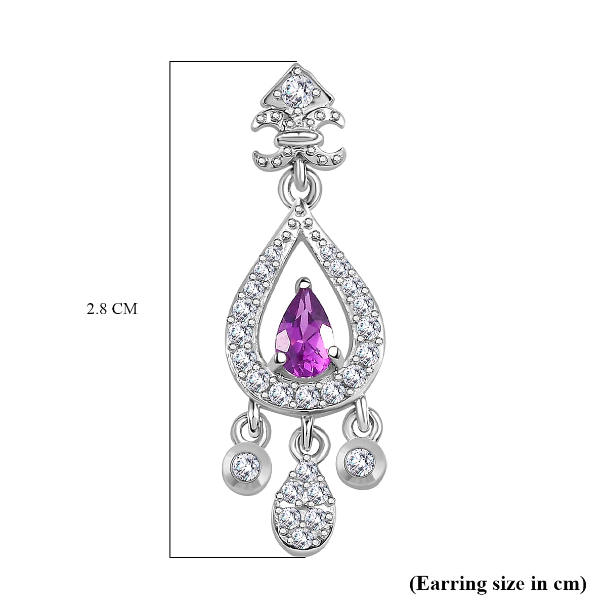 Radiant Ember Garnet & White Zircon Dangling Earring with Push Back in Rhodium Overlay Sterling Silver 1.18 Ct. Radiant Ember Garnet & White Zircon Dangling Earring with Push Back in Rhodium Overlay Sterling Silver 1.18 Ct.