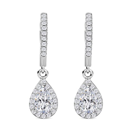 RADIANTA GRA Certified Moissanite D-VVS1 Earring with Hoop in Rhodium Overlay Sterling Silver 1.22 Ct. RADIANTA GRA Certified Moissanite D-VVS1 Earring with Hoop in Rhodium Overlay Sterling Silver 1.22 Ct.