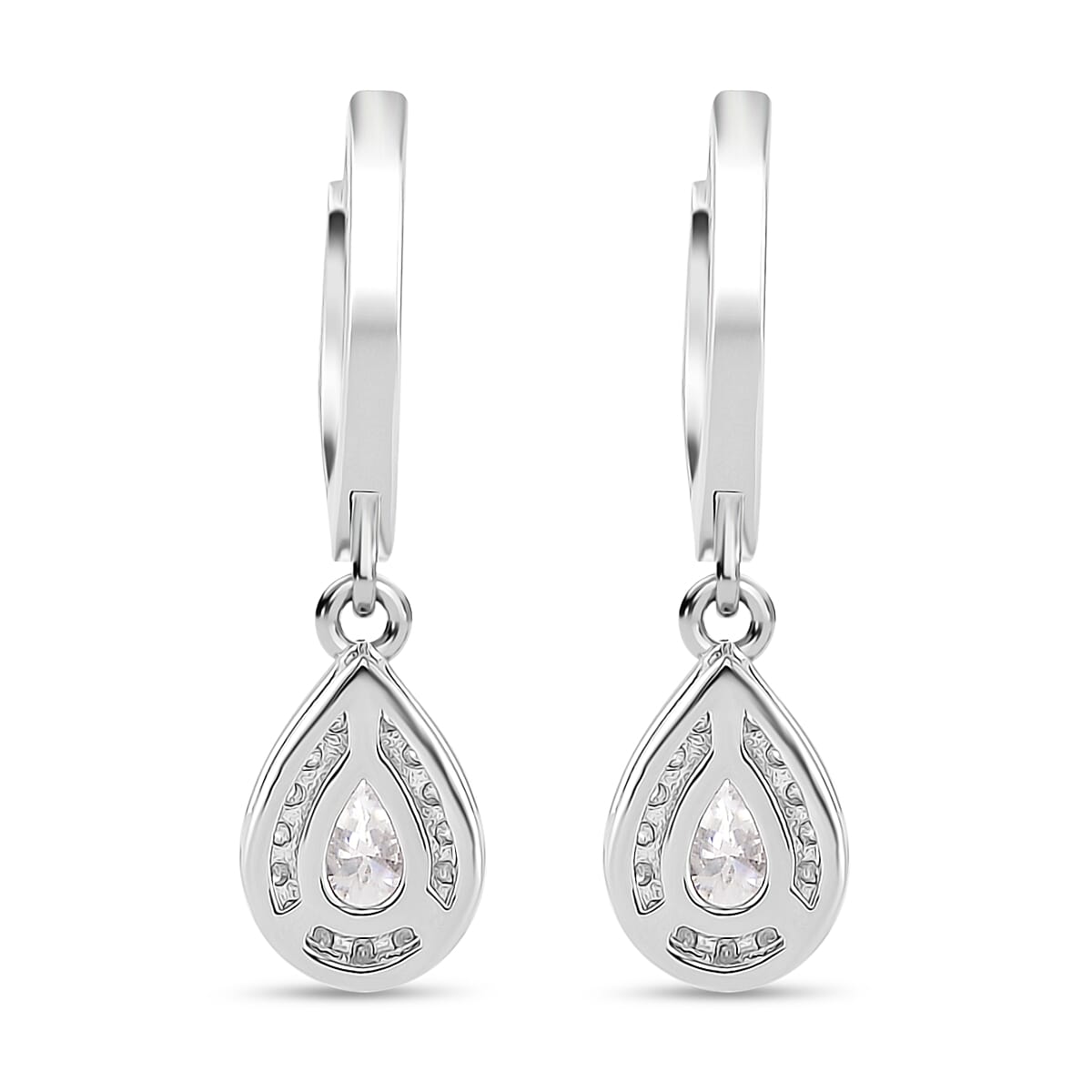 RADIANTA Premium Moissanite - GRA Certified (VVS1-D) Moissanite Earring with Hoop in Rhodium Overlay Sterling Silver 1.22 Ct.