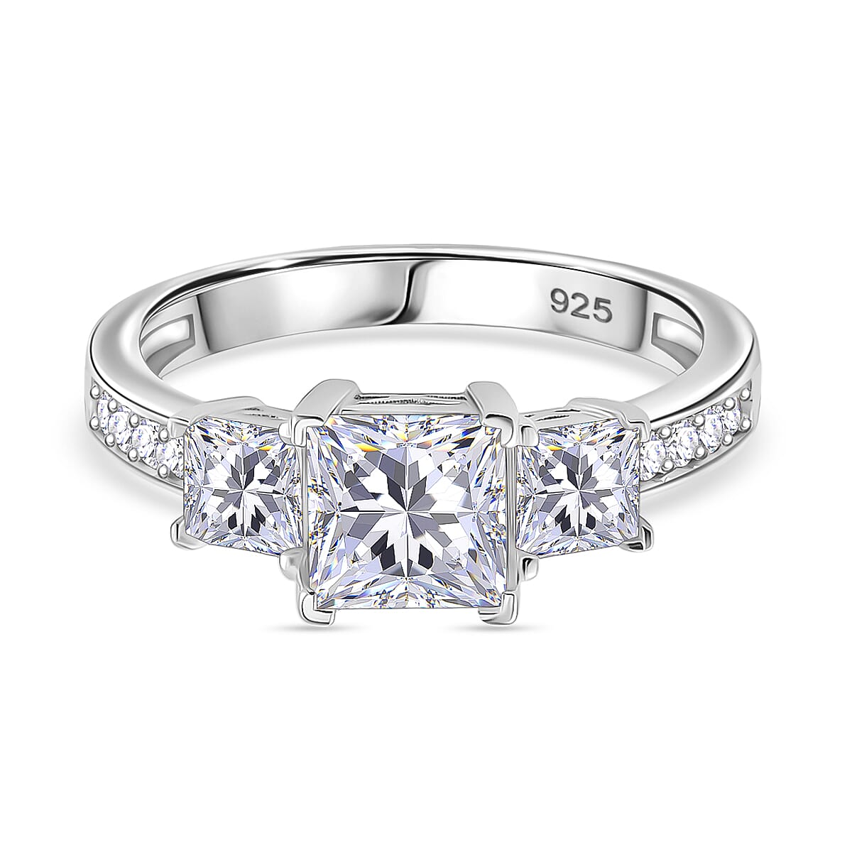 RADIANTA Premium D Colour VVS1 Moissanite GRA Certified Moissanite Ring in Rhodium Overlay Sterling Silver 2.00 Ct.