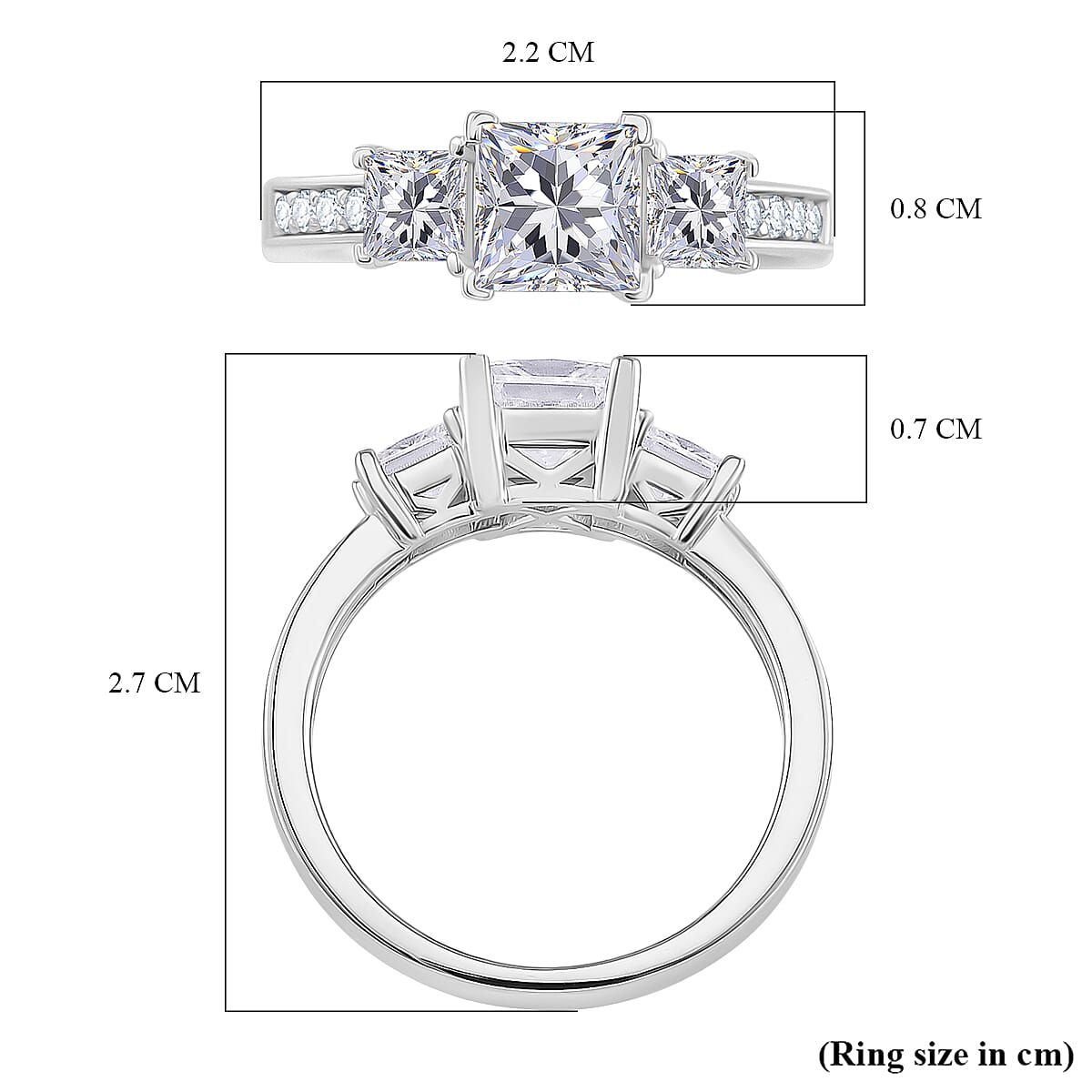 RADIANTA Premium D Colour VVS1 Moissanite GRA Certified Moissanite Ring in Rhodium Overlay Sterling Silver 2.00 Ct.