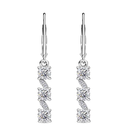 RADIANTA GRA Certified Moissanite Earrings with Lever Back in Rhodium Overlay Sterling Silver 1.85 Ct. RADIANTA GRA Certified Moissanite Earrings with Lever Back in Rhodium Overlay Sterling Silver 1.85 Ct.