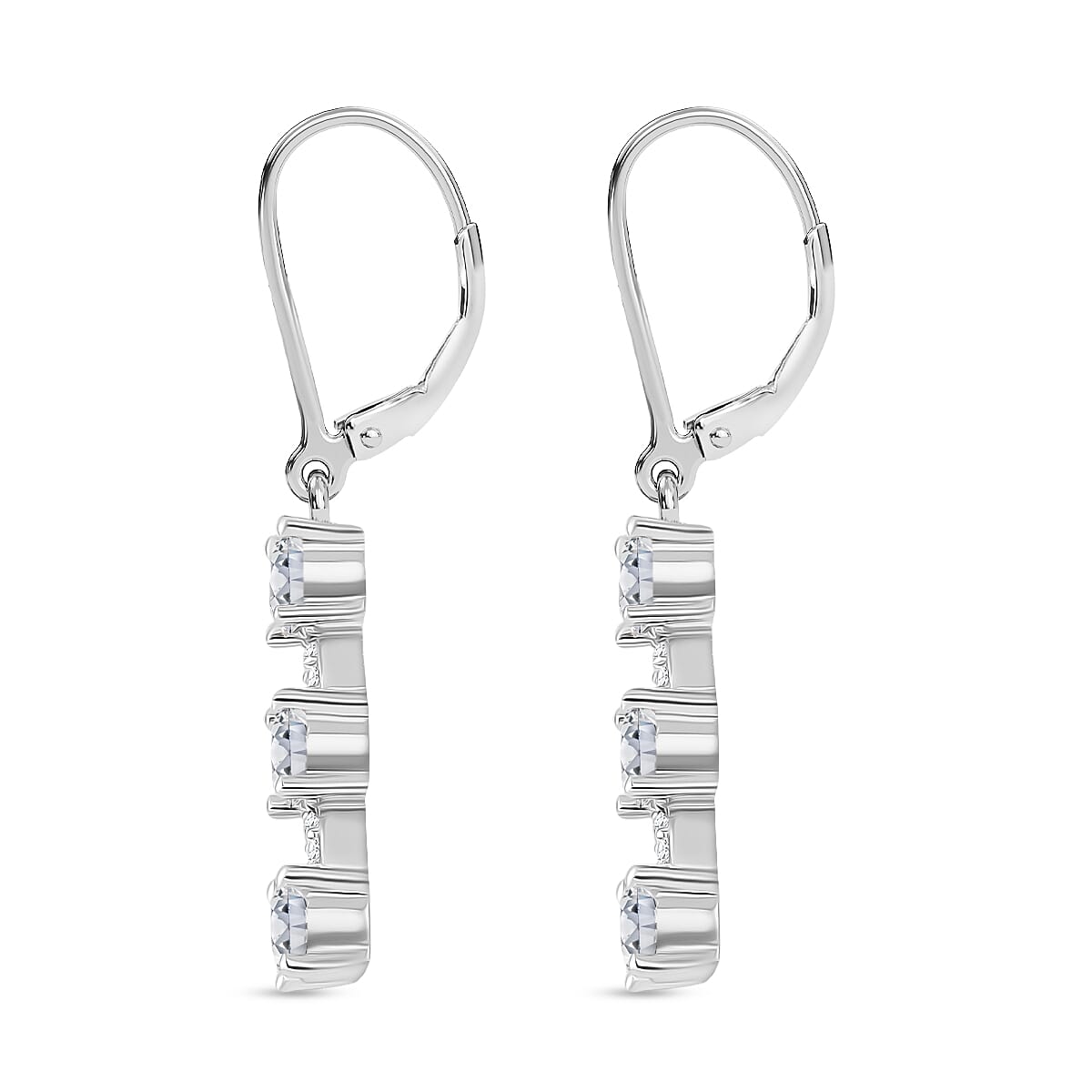 RADIANTA (VVS-1D) GRA Certified Moissanite Earring with Lever Back in Rhodium Overlay Sterling Silver 1.85 Ct.