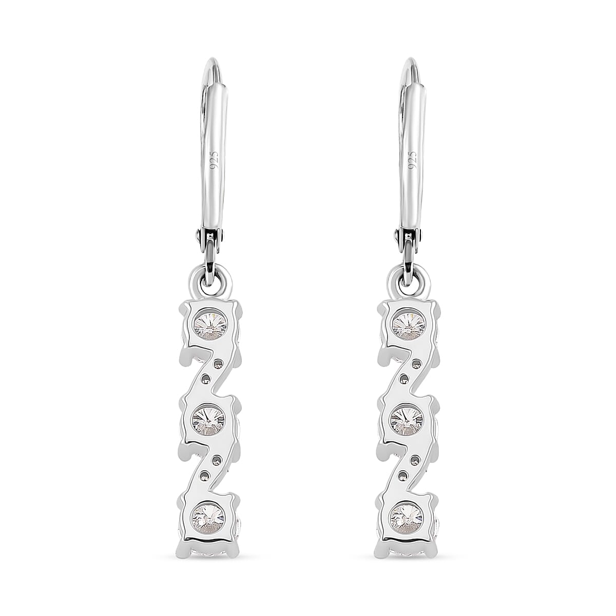 RADIANTA (VVS-1D) GRA Certified Moissanite Earring with Lever Back in Rhodium Overlay Sterling Silver 1.85 Ct.