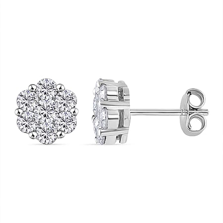 RADIANTA GRA Certified Moissanite Earrings with Push Back in Rhodium Overlay Sterling Silver 1.60 Ct. RADIANTA GRA Certified Moissanite Earrings with Push Back in Rhodium Overlay Sterling Silver 1.60 Ct.