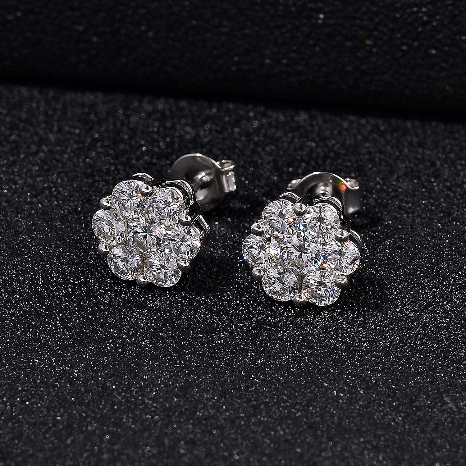 RADIANTA Premium D Colour VVS1 Moissanite - GRA Certified Earrings with Push Back in Rhodium Overlay Sterling Silver 1.60 Ct.