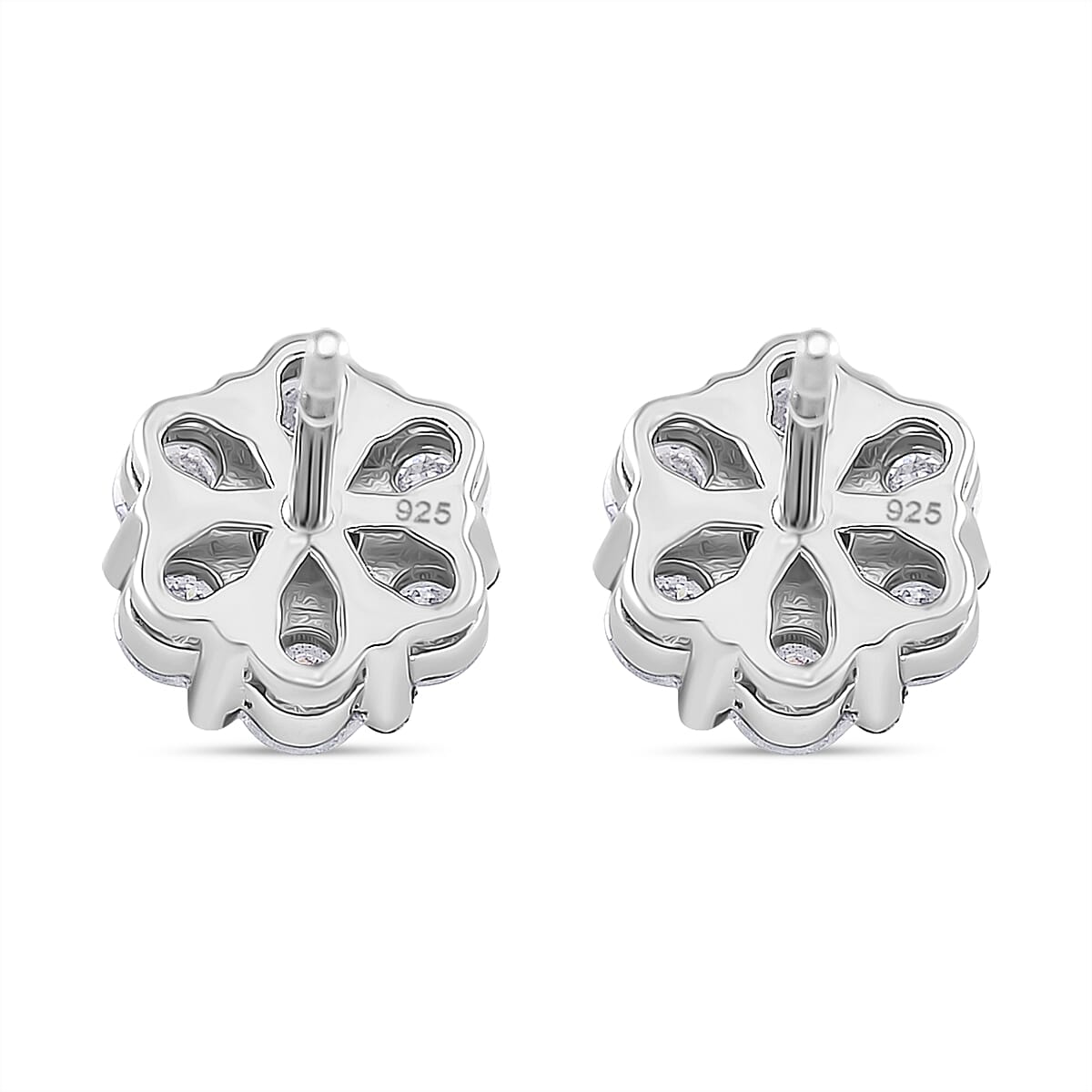 RADIANTA Premium D Colour VVS1 Moissanite - GRA Certified Earrings with Push Back in Rhodium Overlay Sterling Silver 1.60 Ct.