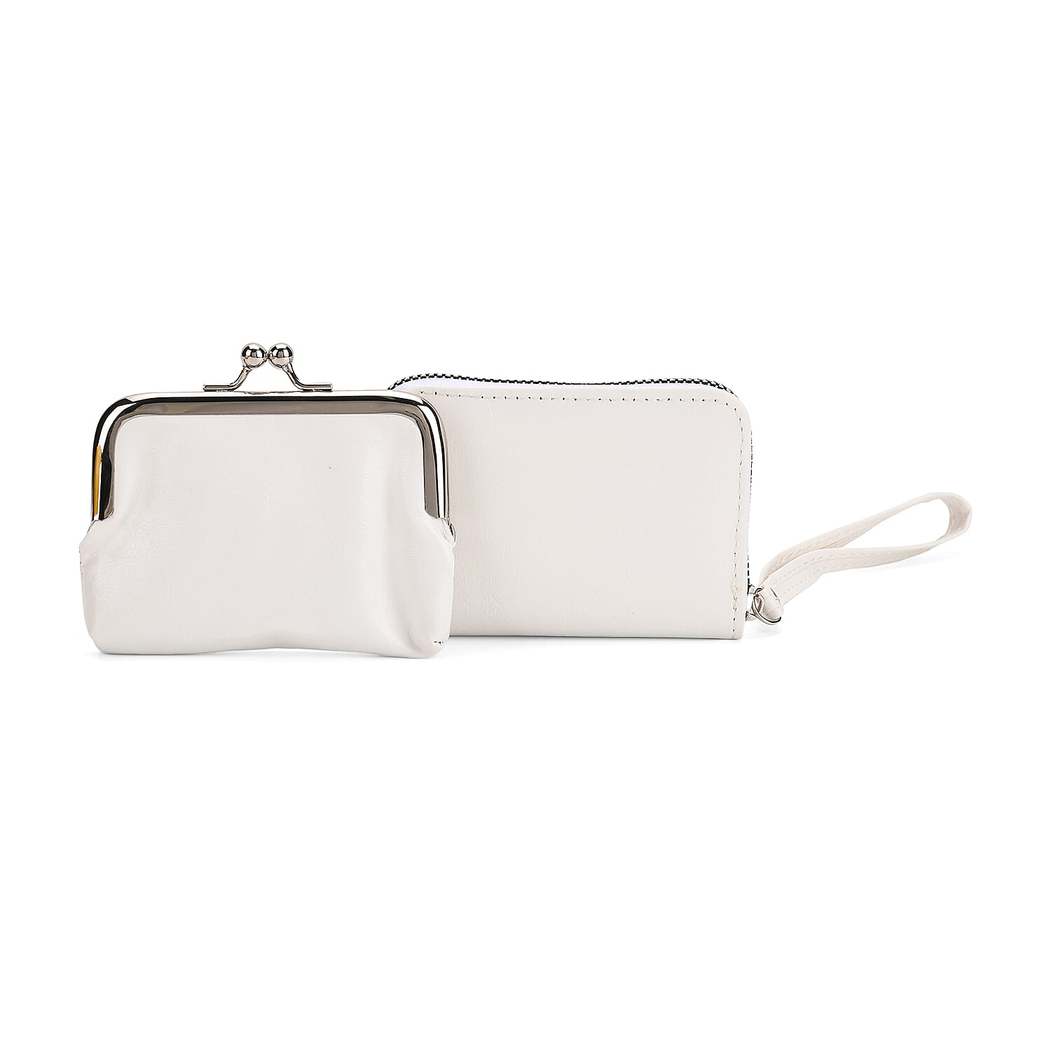 Elegant Monogram Quilted Phone Bag with Matching Clutch Card Holder - White