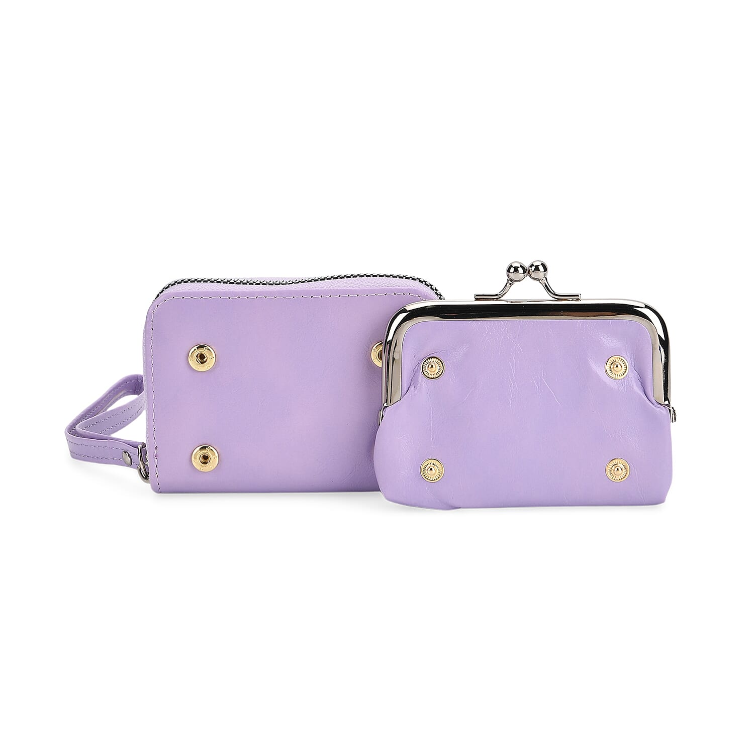 Elegant Monogram Quilted Phone Bag with Matching Clutch Card Holder - Light Purple
