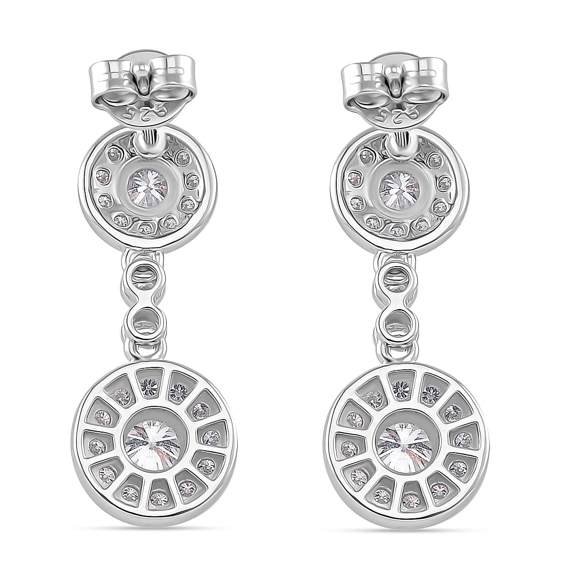 RADIANTA Premium Moissanite - GRA Certified Dangling Earring with Push Back in Rhodium Overlay Sterling Silver 1.45 Ct. RADIANTA Premium Moissanite - GRA Certified Dangling Earring with Push Back in Rhodium Overlay Sterling Silver 1.45 Ct.
