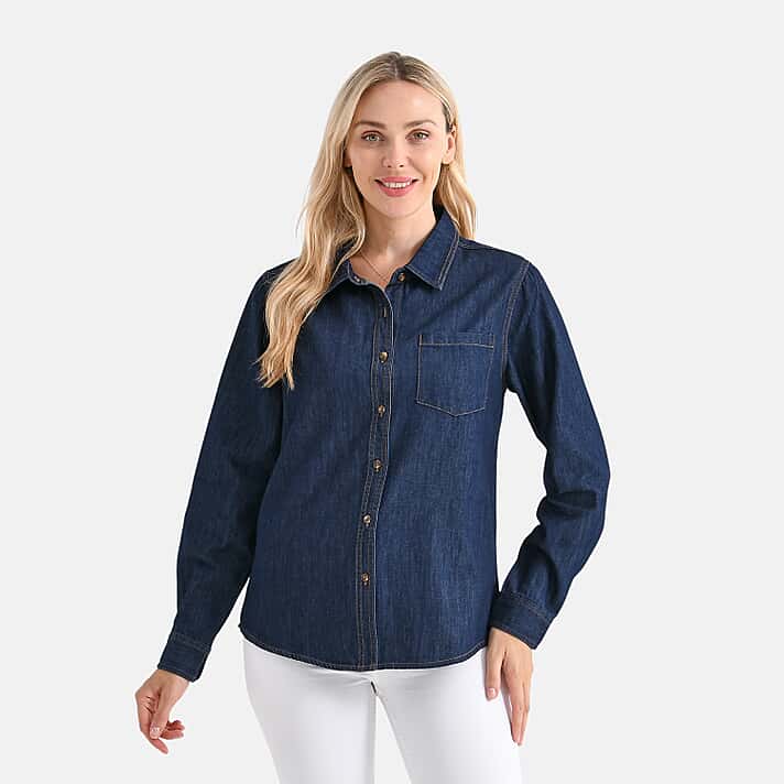La Marey Classic Denim Shirt (Size M) - Dark Blue