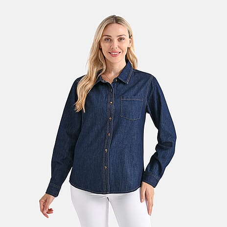 La Marey Classic Denim Shirt (Size S) - Dark Blue