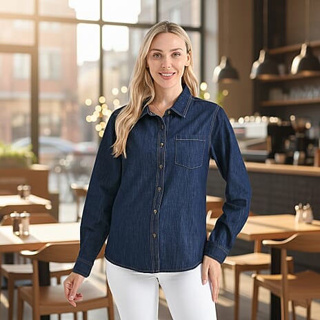 La Marey Classic Denim Shirt (Size S) - Dark Blue