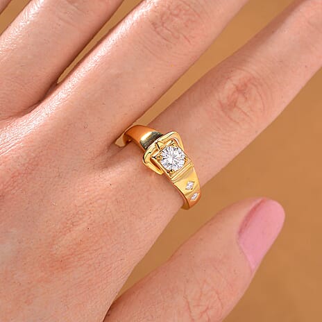 Premium Moissanite GRA Certified (VVS1-D) Ring in 18K Vermeil Yellow Gold Plated Sterling Silver