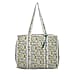 Quilted Fabric Flower Pattern Tote Bag with Zipper Closure - Navy & Purple