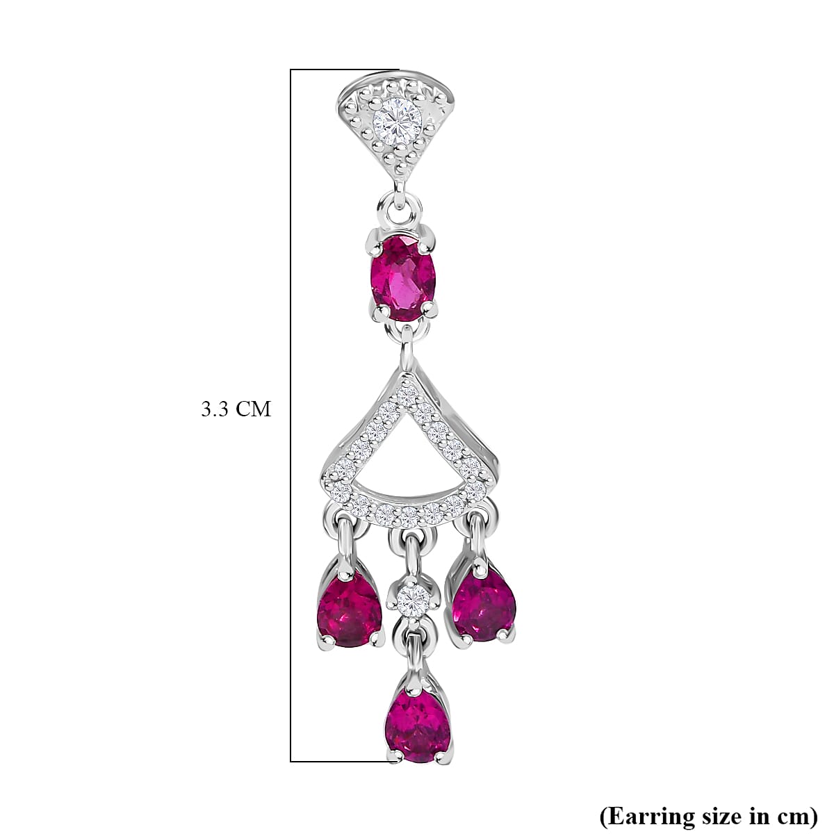 Radiant Ember Garnet & White Zircon Dangling Earring with Push Back in Rhodium Overlay Sterling Silver 2.08 Ct. Radiant Ember Garnet & White Zircon Dangling Earring with Push Back in Rhodium Overlay Sterling Silver 2.08 Ct.