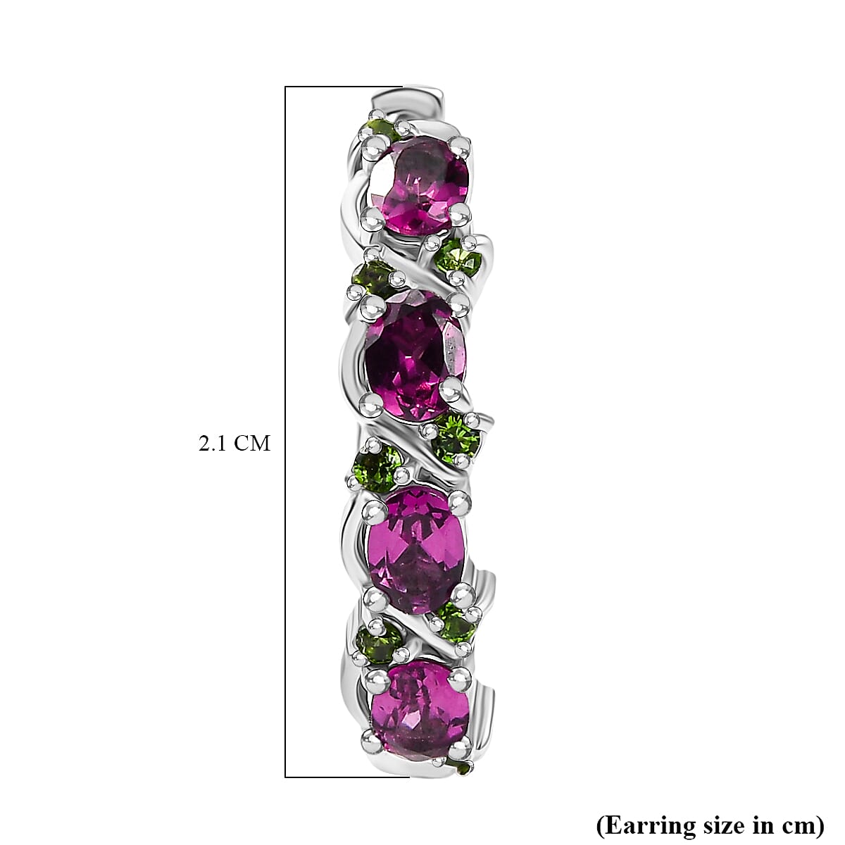 Radiant Ember Garnet & Natural Chrome Diopside Full Hoop Earring in Rhodium Overlay Sterling Silver 2.13 Ct. Radiant Ember Garnet & Natural Chrome Diopside Full Hoop Earring in Rhodium Overlay Sterling Silver 2.13 Ct.