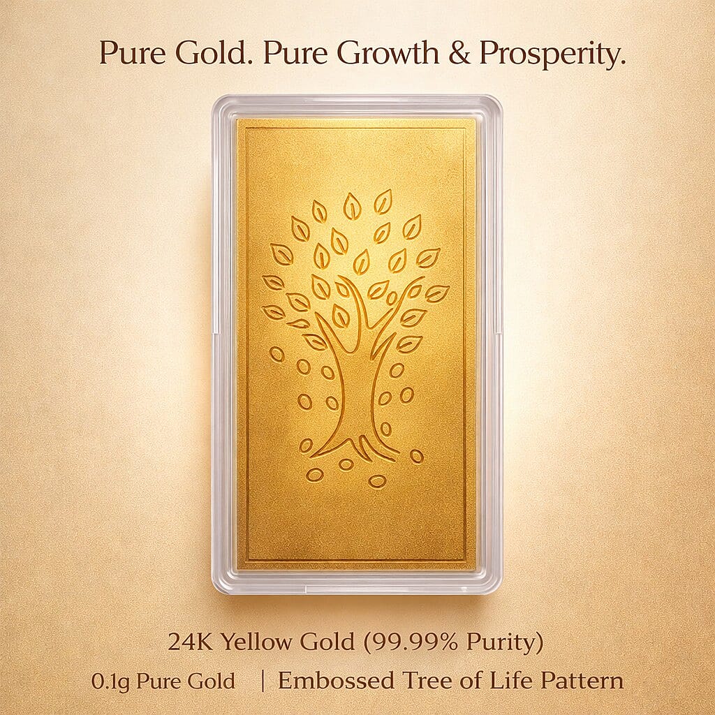 Biggest Gold Deal 2025 - 24K Yellow Gold (99.99% Purity) Embossed Tree of Life