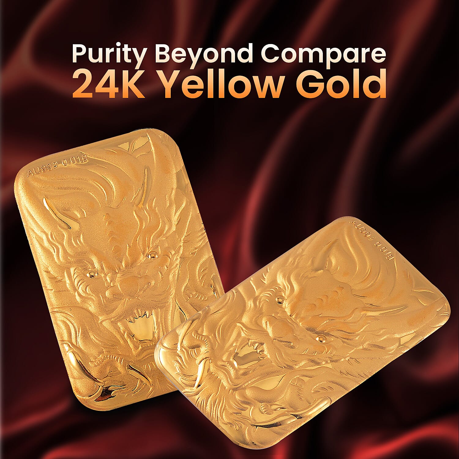 Biggest Gold Deal- 24K Yellow Gold Dragon Face Bar