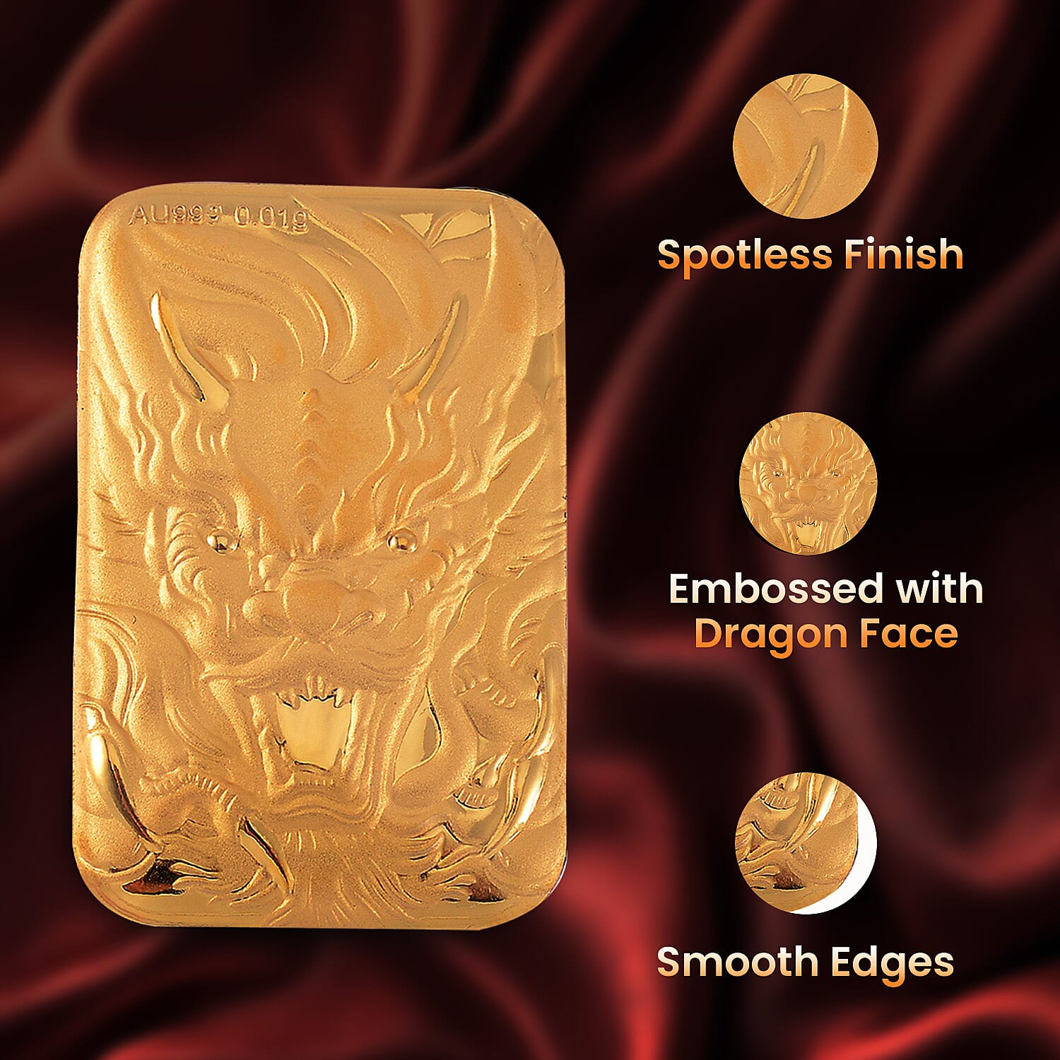 Biggest Gold Deal- 24K Yellow Gold Dragon Face Bar